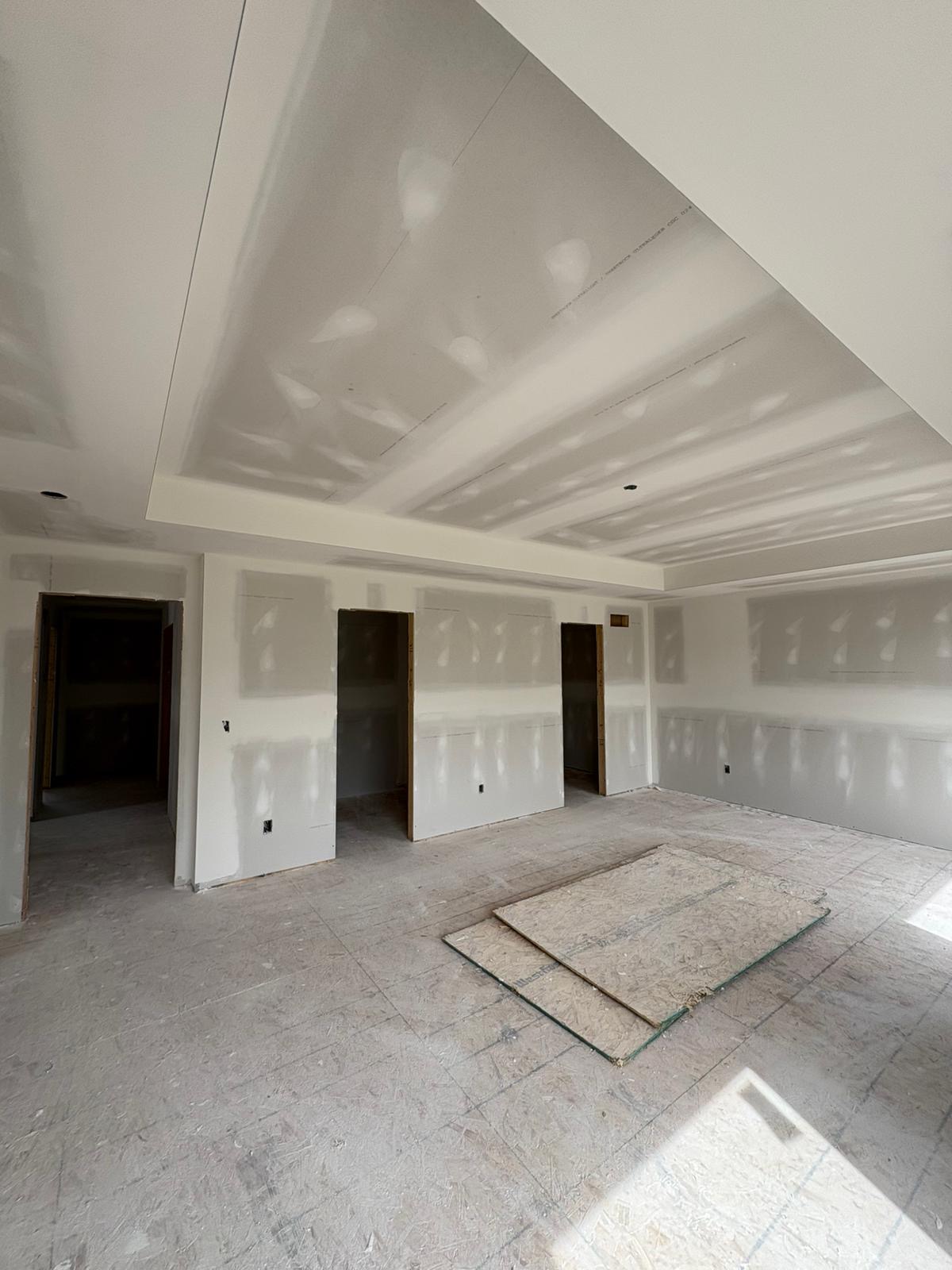 Tray ceiling sanded smooth and ready for primer